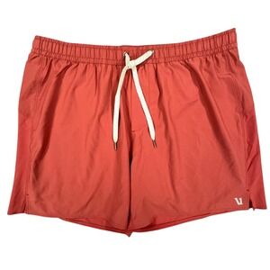 Vuori Lined Kore Shorts Mens XL Red Vermillion 5" Inseam Drawstring